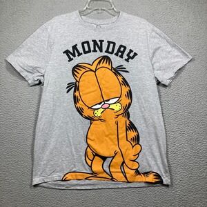 Garfield Monday Graphic T-Shirt Adult Large Gray Short Sleeve Sleep Cartoon
